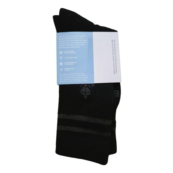 Bombas Unisex Black Crew Socks Size Small Travel Work Casual Cozy Every Day NEW - Picture 2 of 3